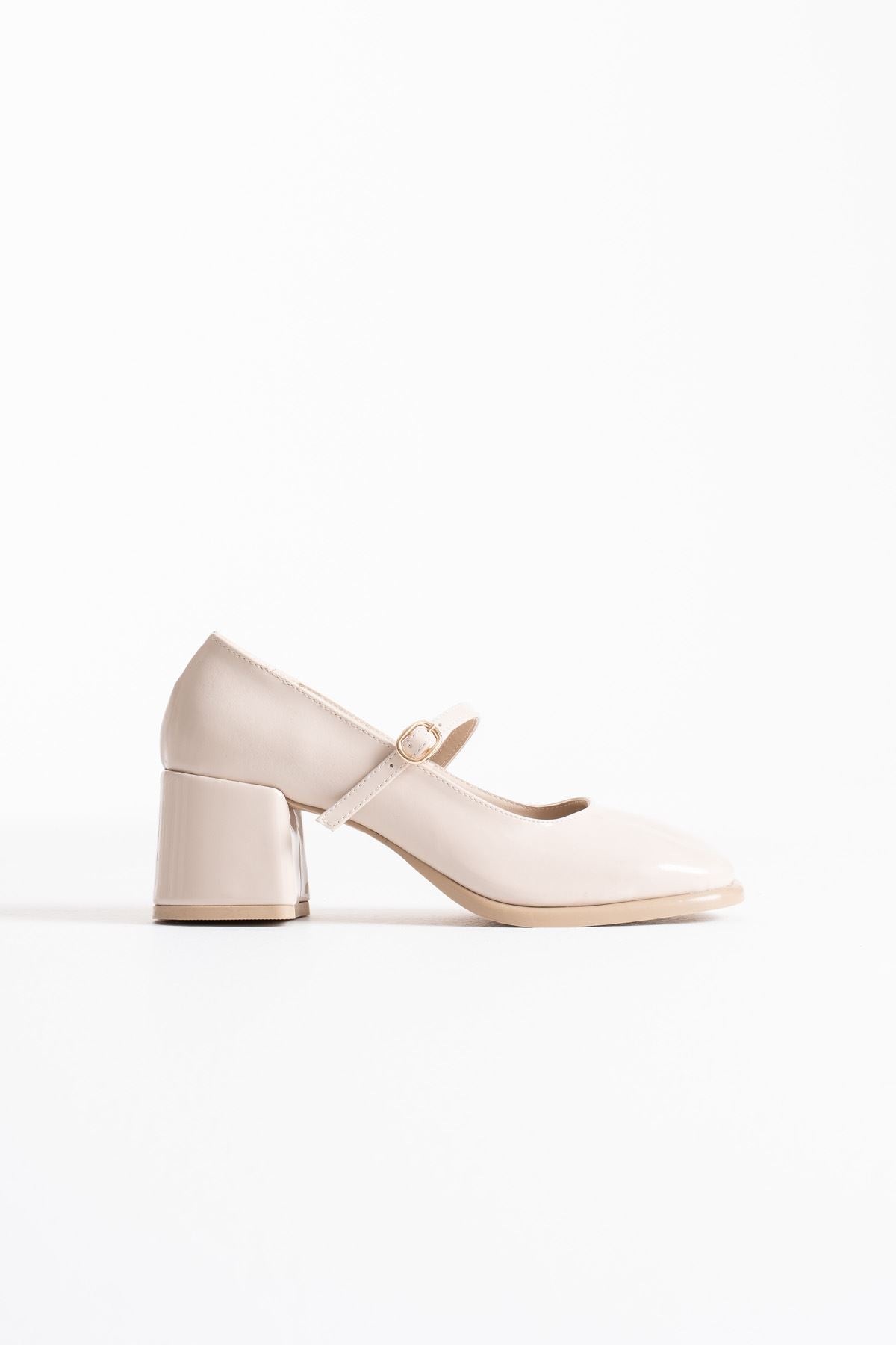 Blown Premium Beige Patent Leather Women's High Heel Shoes