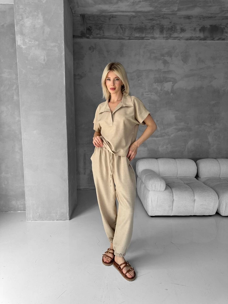 Beige 2-Piece Shalwar Suit with Blouse