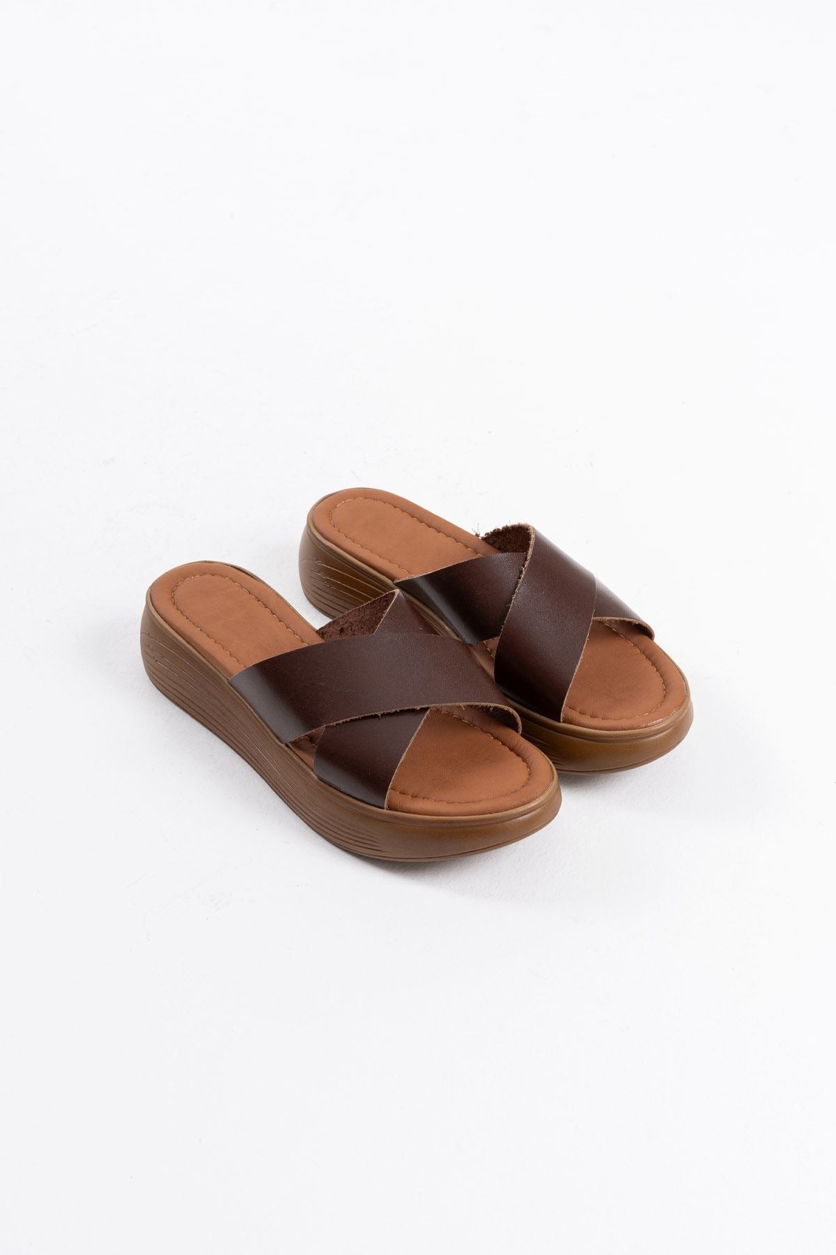 Borlina Premium Bitter Brown Genuine Leather Slippers