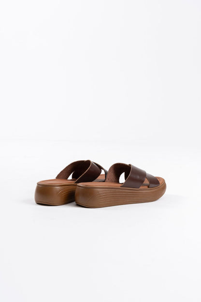 Borlina Premium Bitter Brown Genuine Leather Slippers