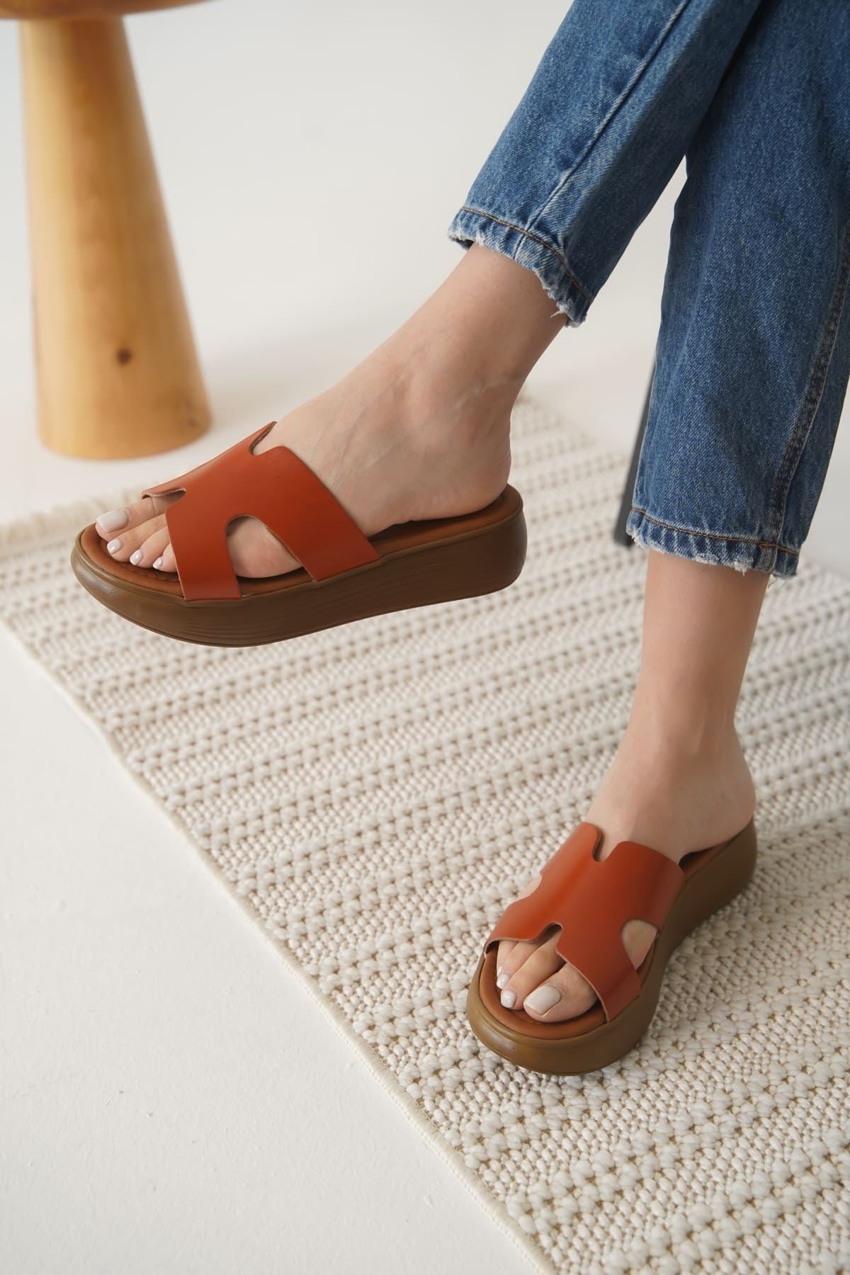 Borlina Premium Tile Genuine Leather Slippers