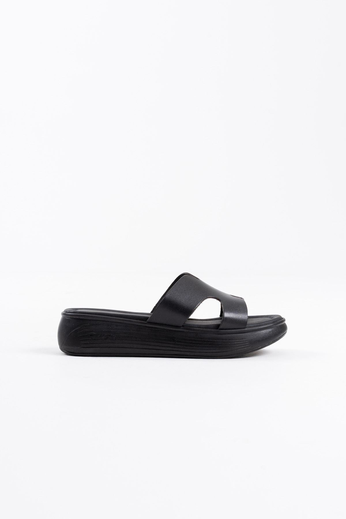 Borlina Premium Black Genuine Leather Slippers