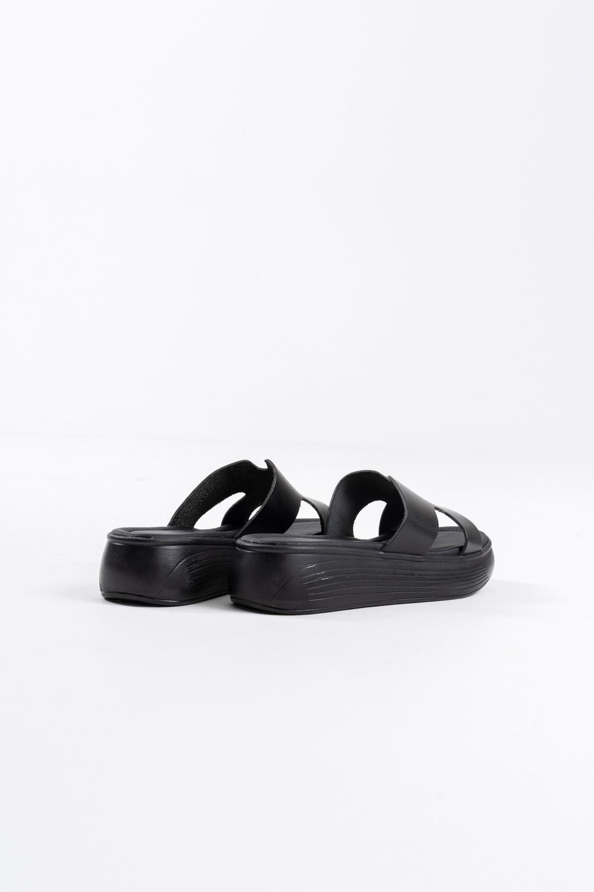 Borlina Premium Black Genuine Leather Slippers