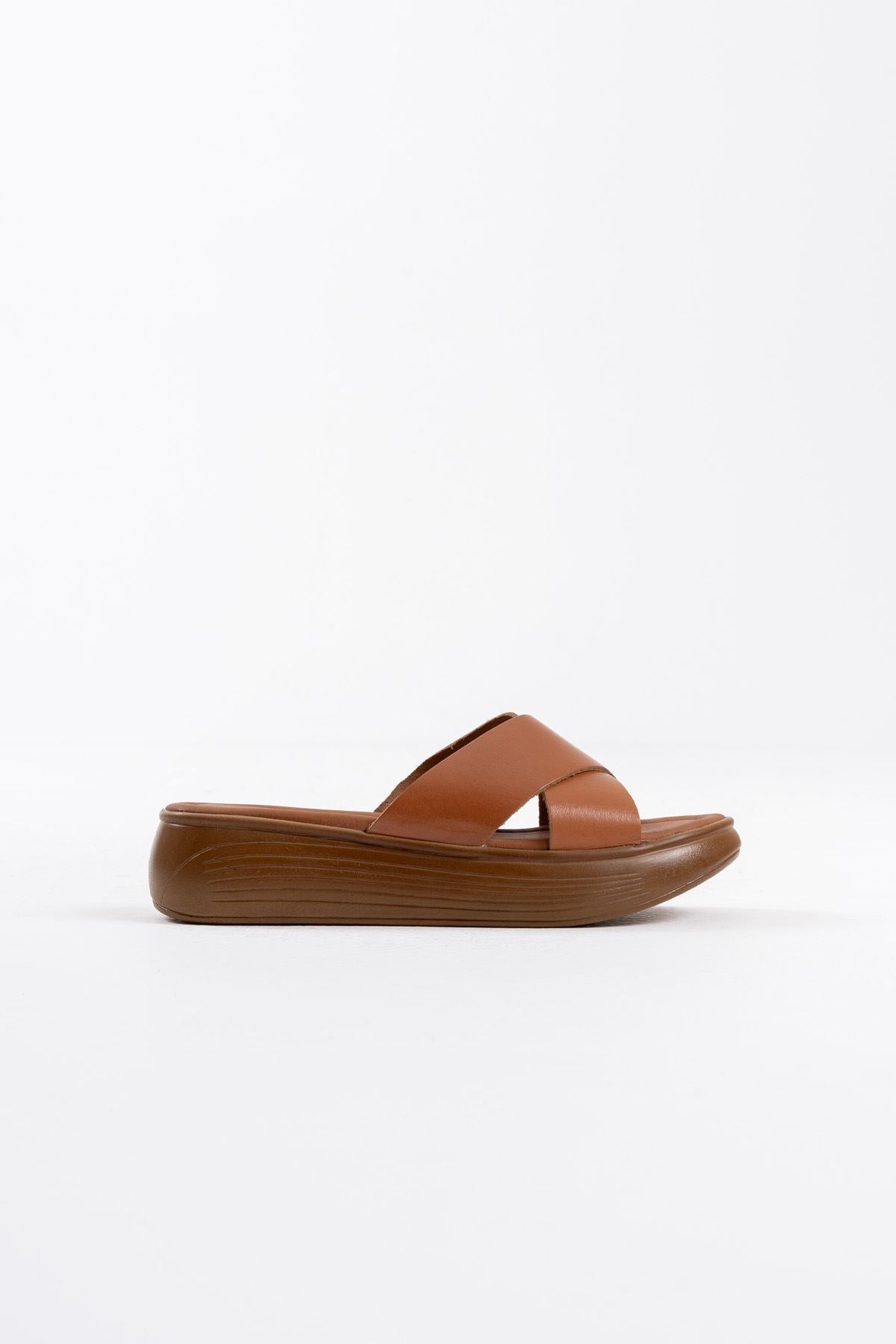 Borlina Premium Tan Genuine Leather Slippers