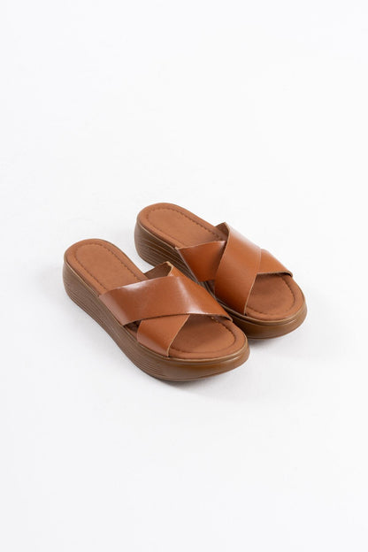 Borlina Premium Tan Genuine Leather Slippers