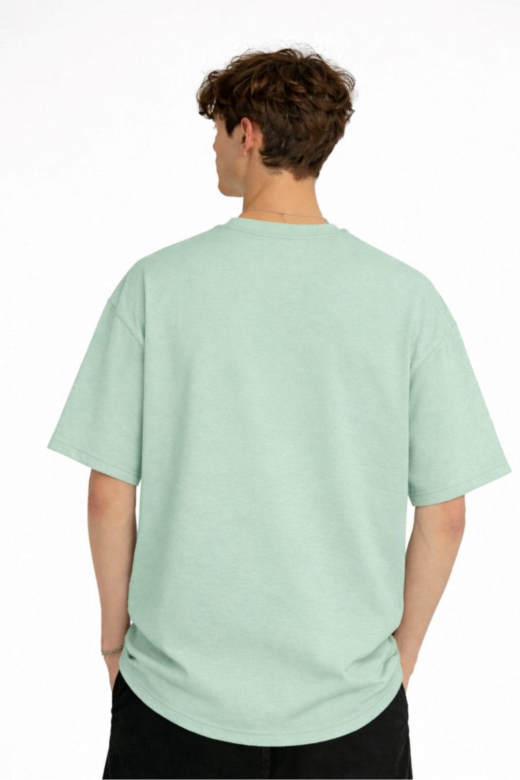 Boston Baskılı - Premium Kumaş Unisex Oversize Tişört Su Yeşili