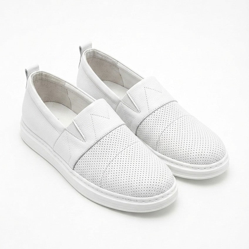 ZRC191 Yüksek Kalite Bağcıksız Günlük Erkek Espadril Beyaz