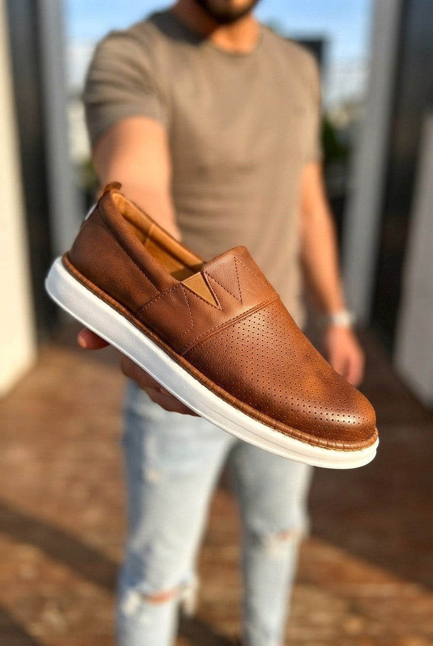 ZRC191 Yüksek Kalite Bağcıksız Günlük Erkek Espadril Taba