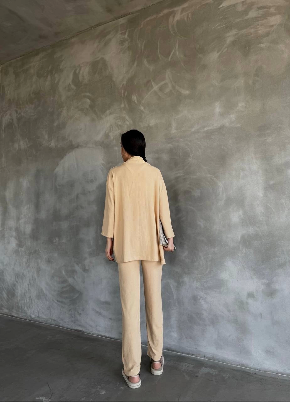 Beige Two Piece Suit with Crepe Fabric