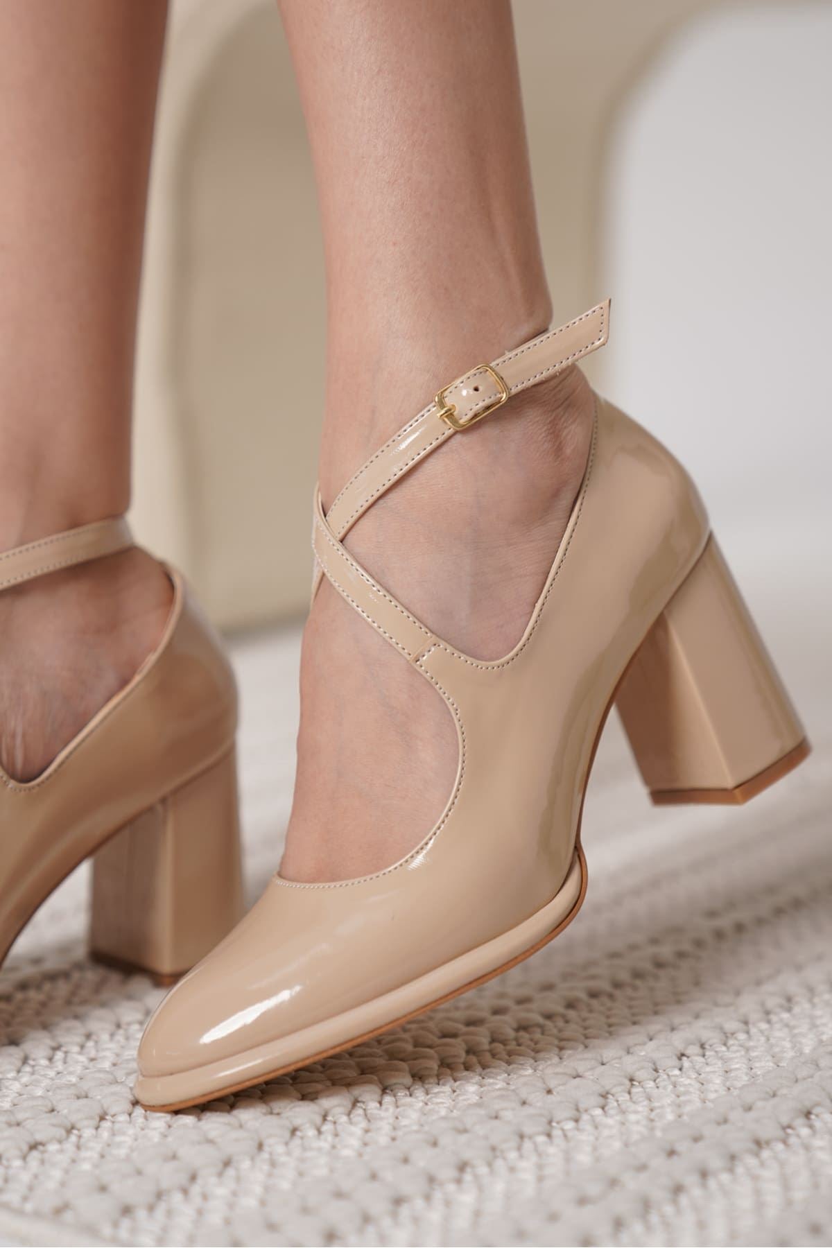 Cali Premium Nude Patent Leather Women's High Heels