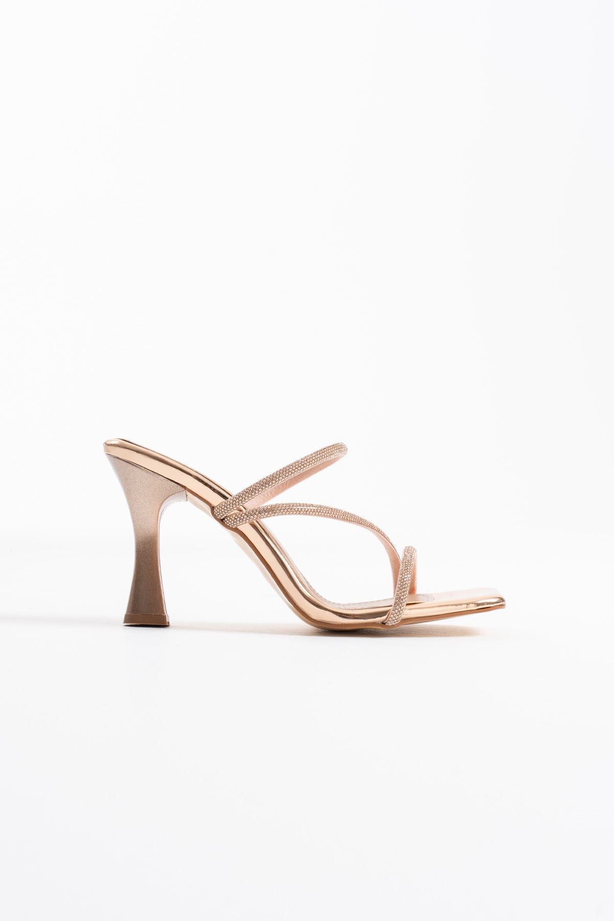 Capella Premium Gold Stone Heeled Women's Slippers