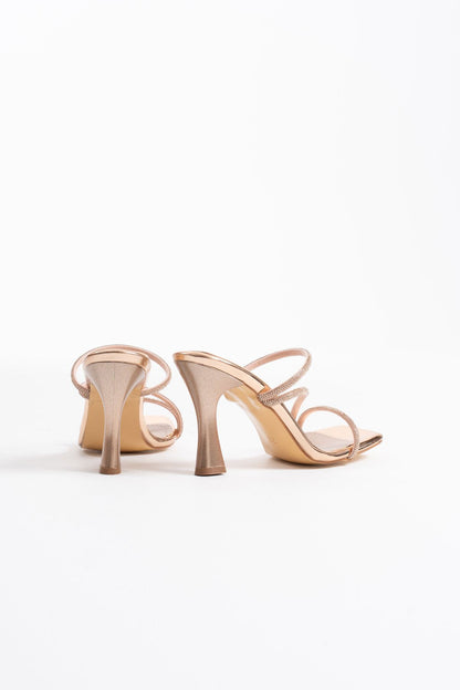 Capella Premium Gold Stone Heeled Women's Slippers