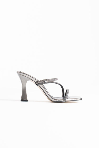 Capella Premium Platinum Stone Heeled Women's Slippers