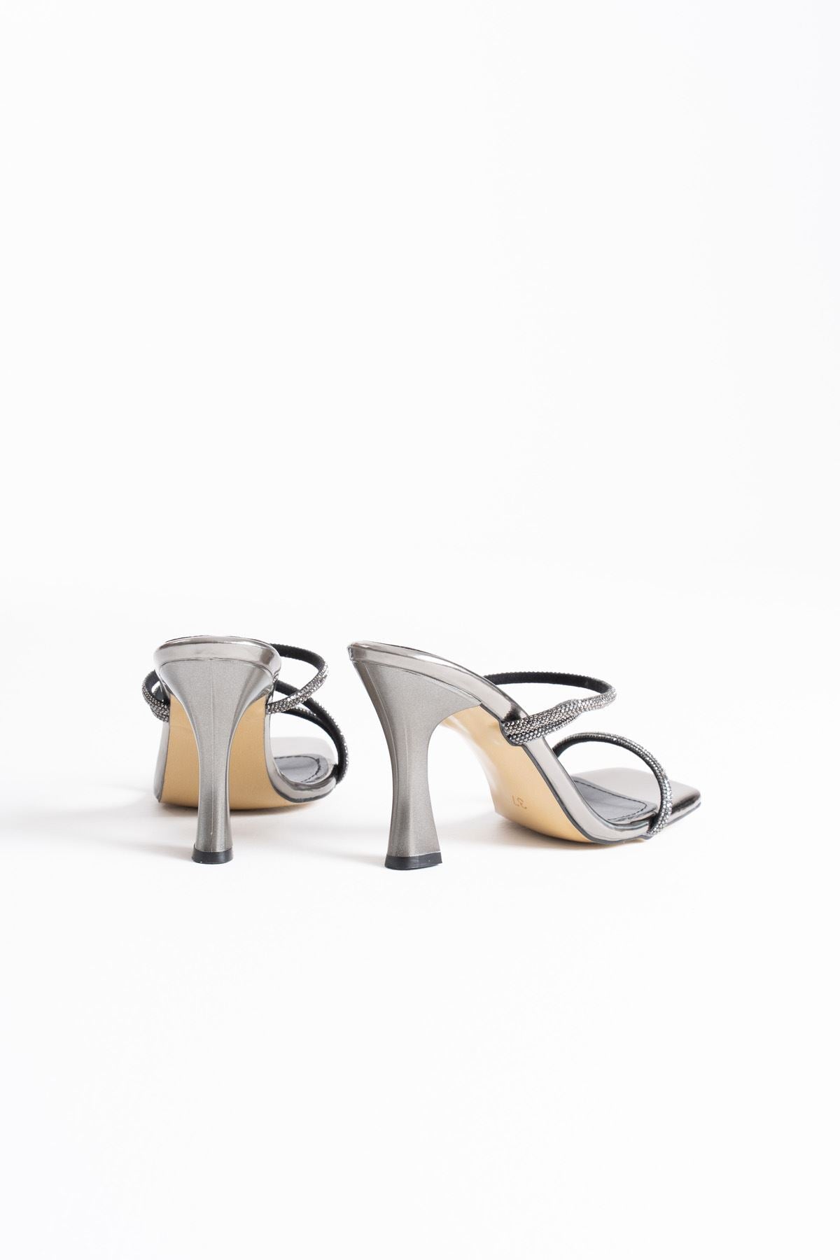 Capella Premium Platinum Stone Heeled Women's Slippers