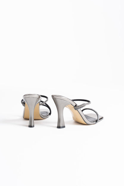 Capella Premium Platinum Stone Heeled Women's Slippers