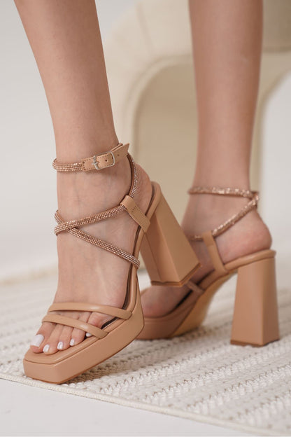 Carmen Premium Women's Nude Heeled Sandals 