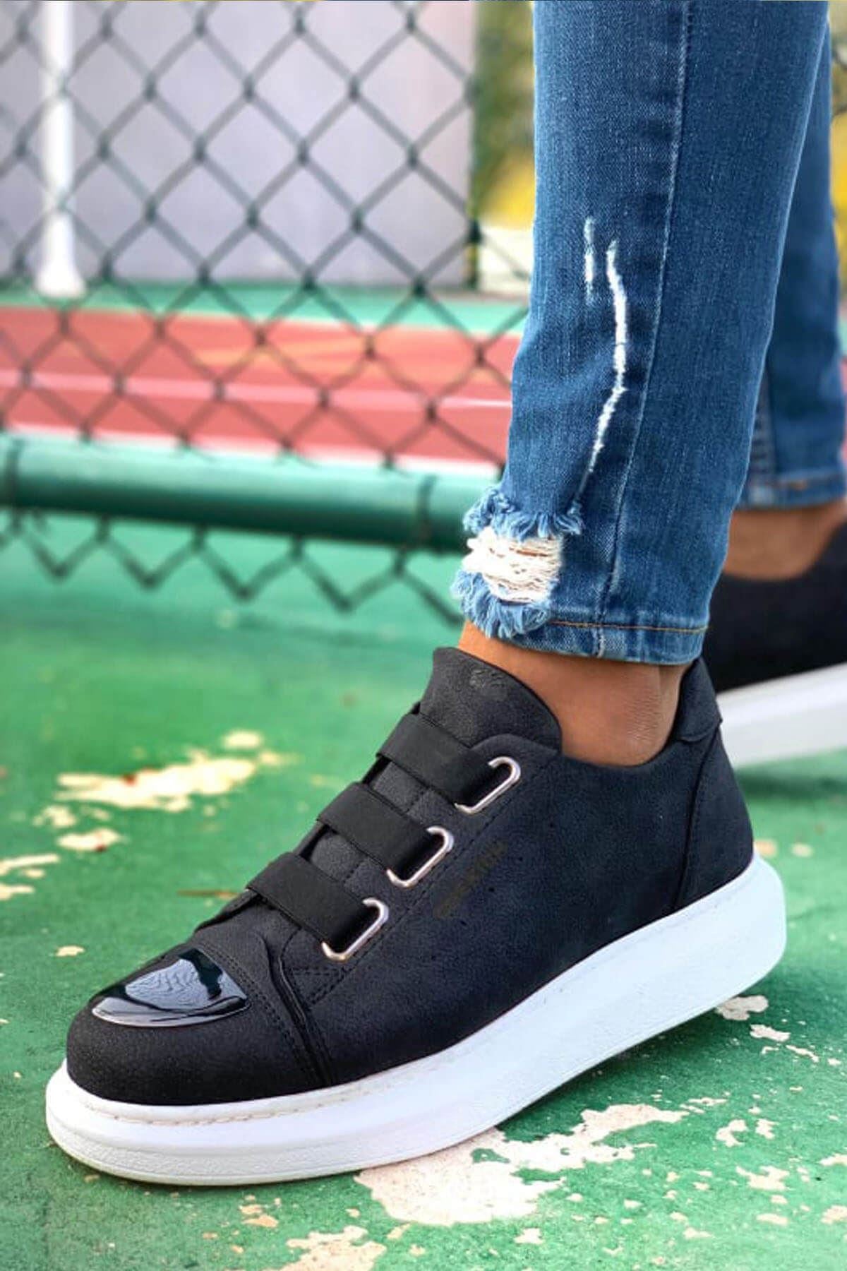 Latakia Premium Lastikli Erkek Günlük Sneaker Siyah Beyaz
