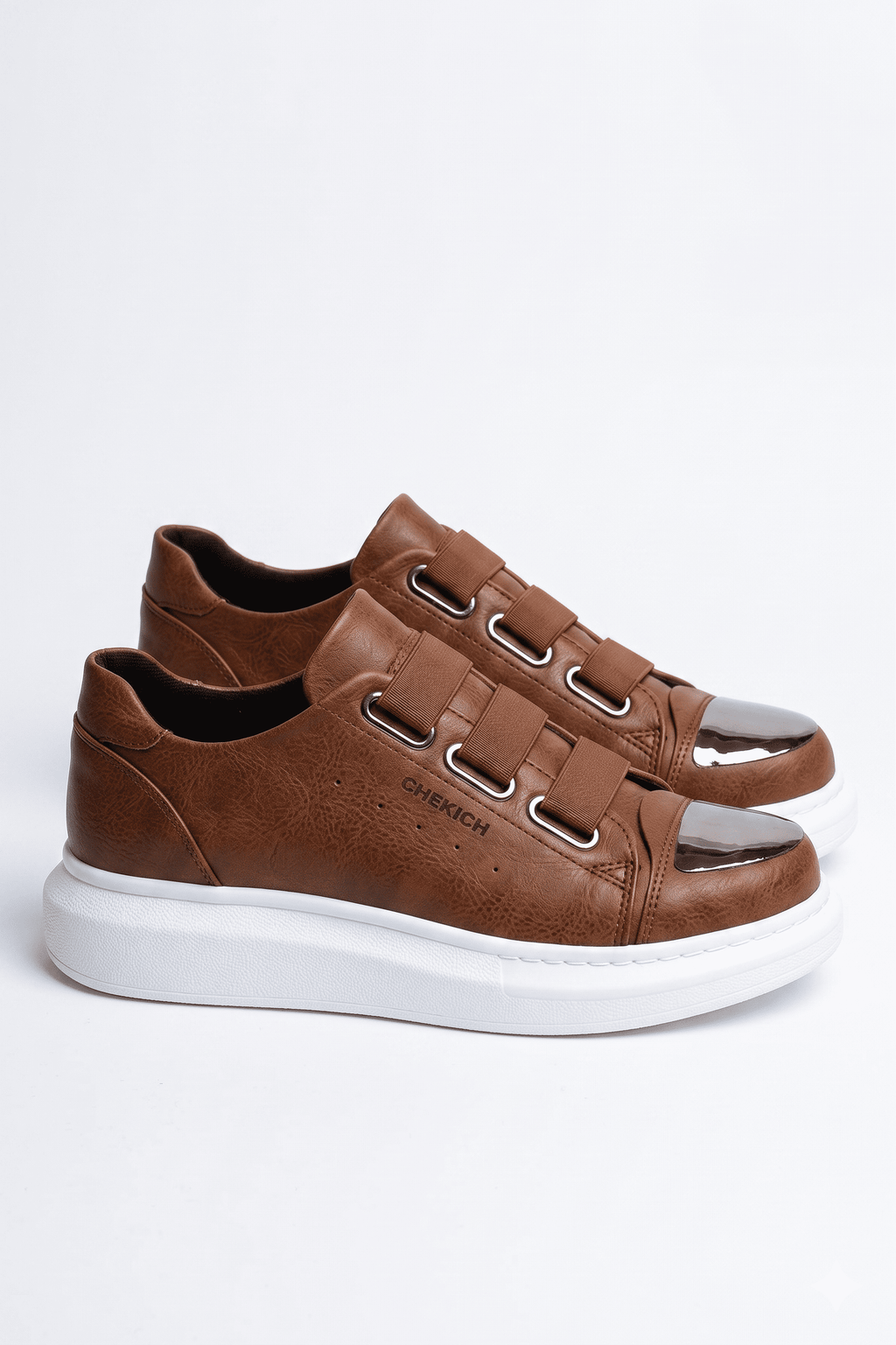 Latakia Premium Lastikli Erkek Günlük Sneaker Taba Beyaz
