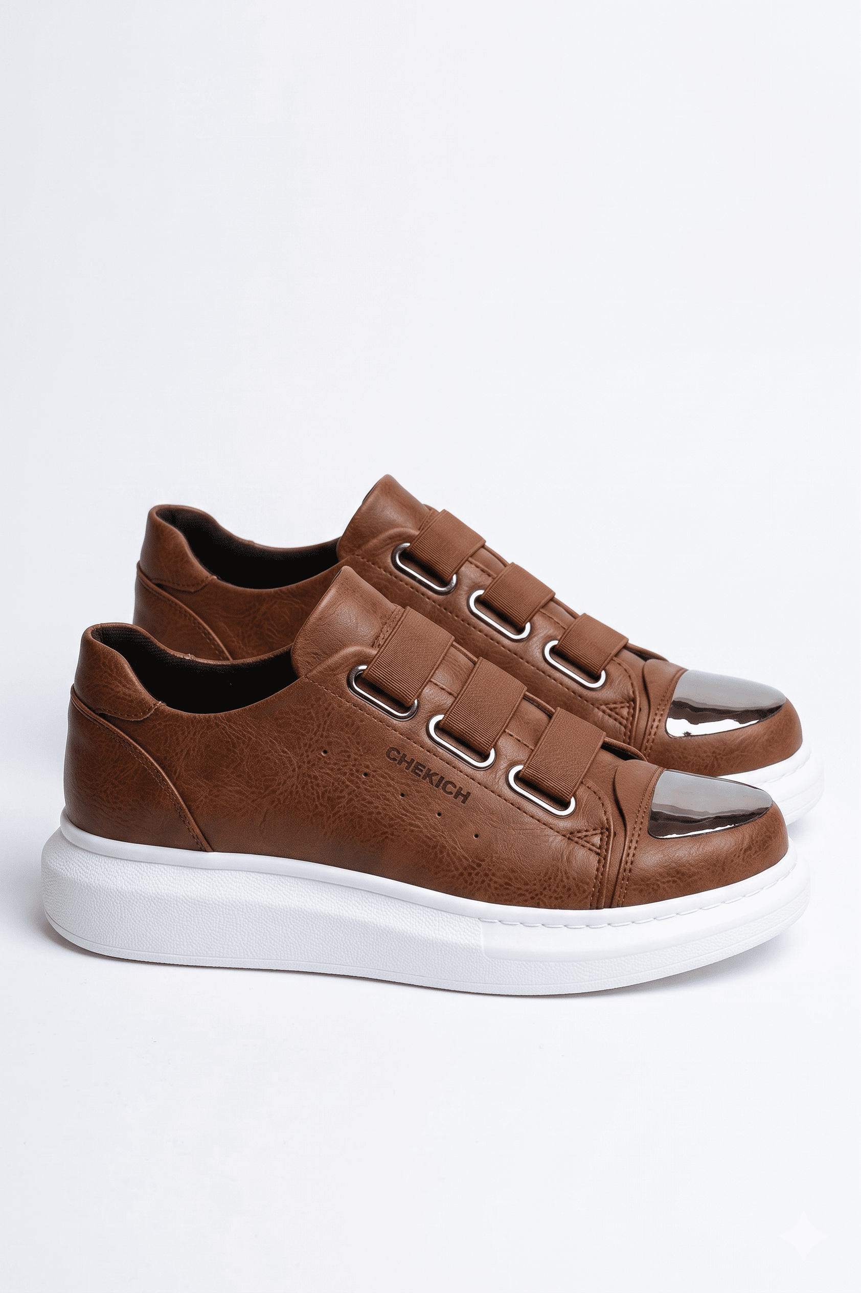 Latakia Premium Lastikli Erkek Günlük Sneaker Taba Beyaz