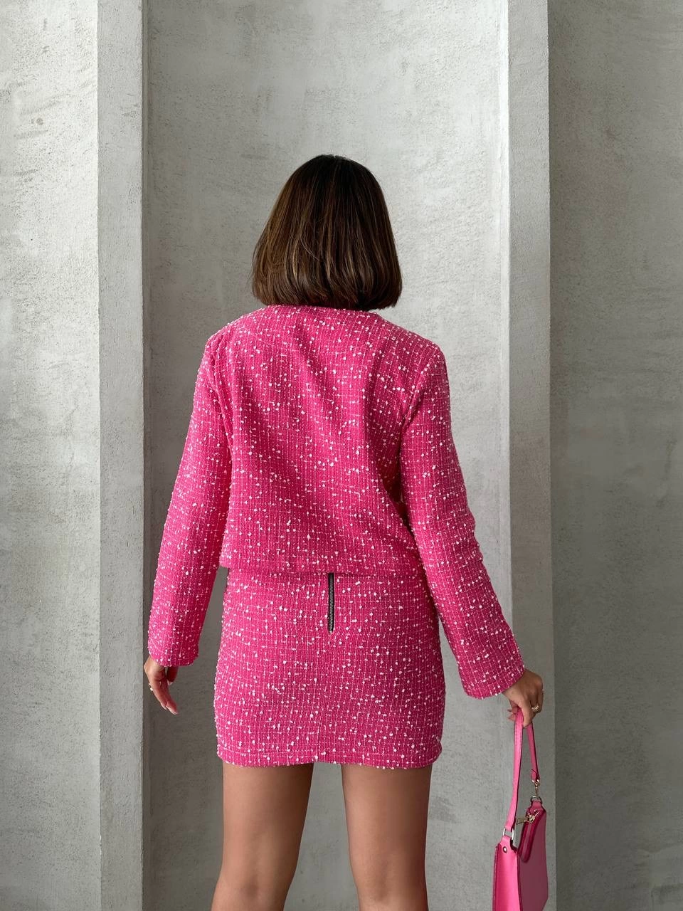 Ceketli Etek Takım Chl Kumaş Fuşya