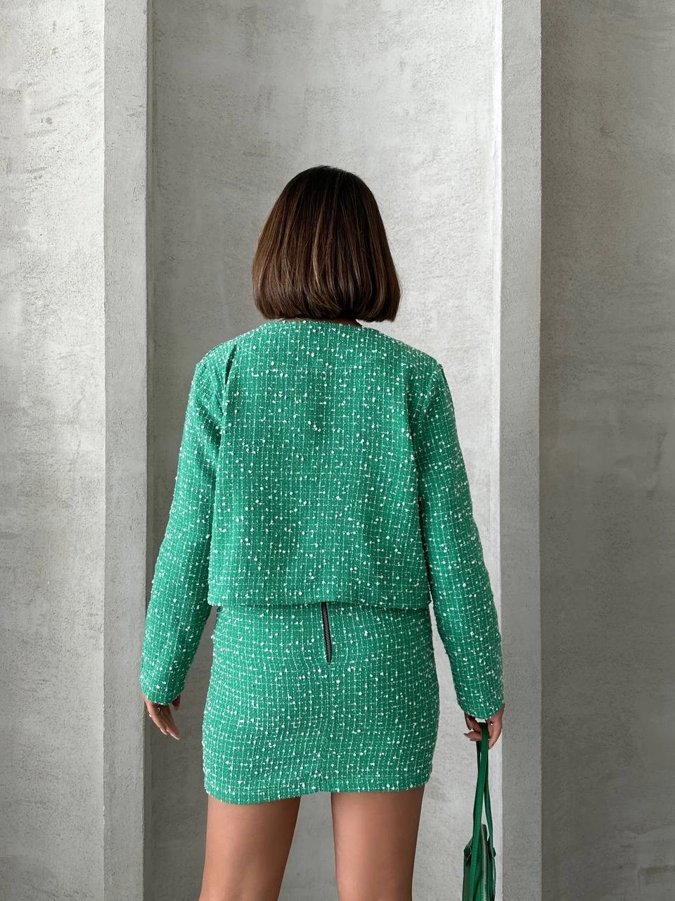 Ceketli Etek Takım Chl Kumaş Yeşil