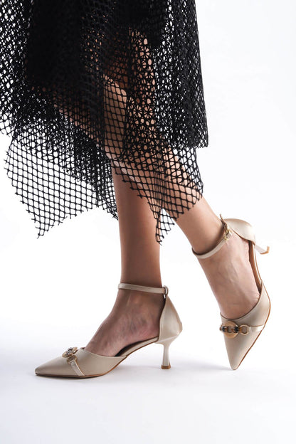 Celia Premium Women's Beige Heeled Shoes