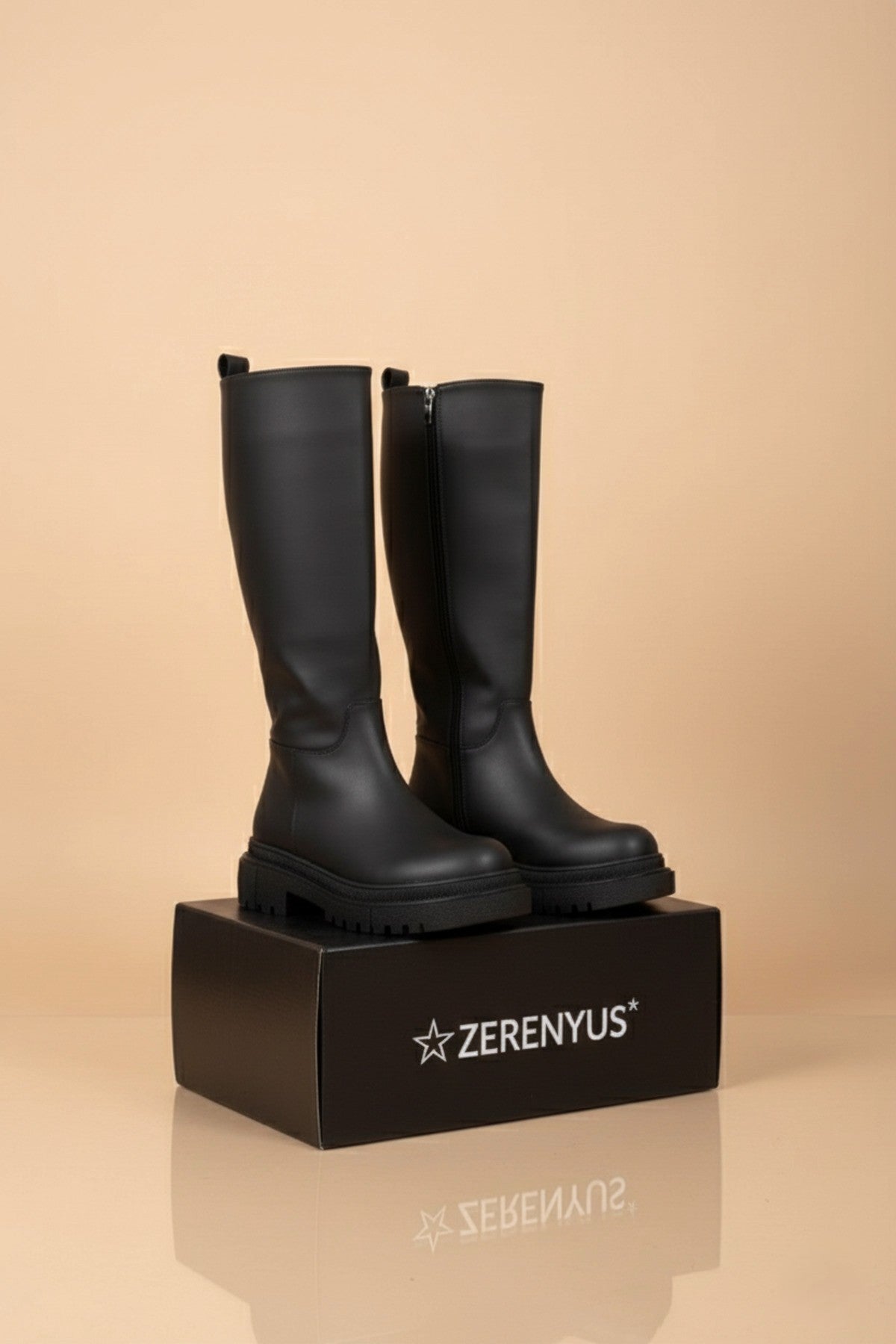 Cesa Premium Fermuarlı Uzun Kışlık Çizme Mat Siyah