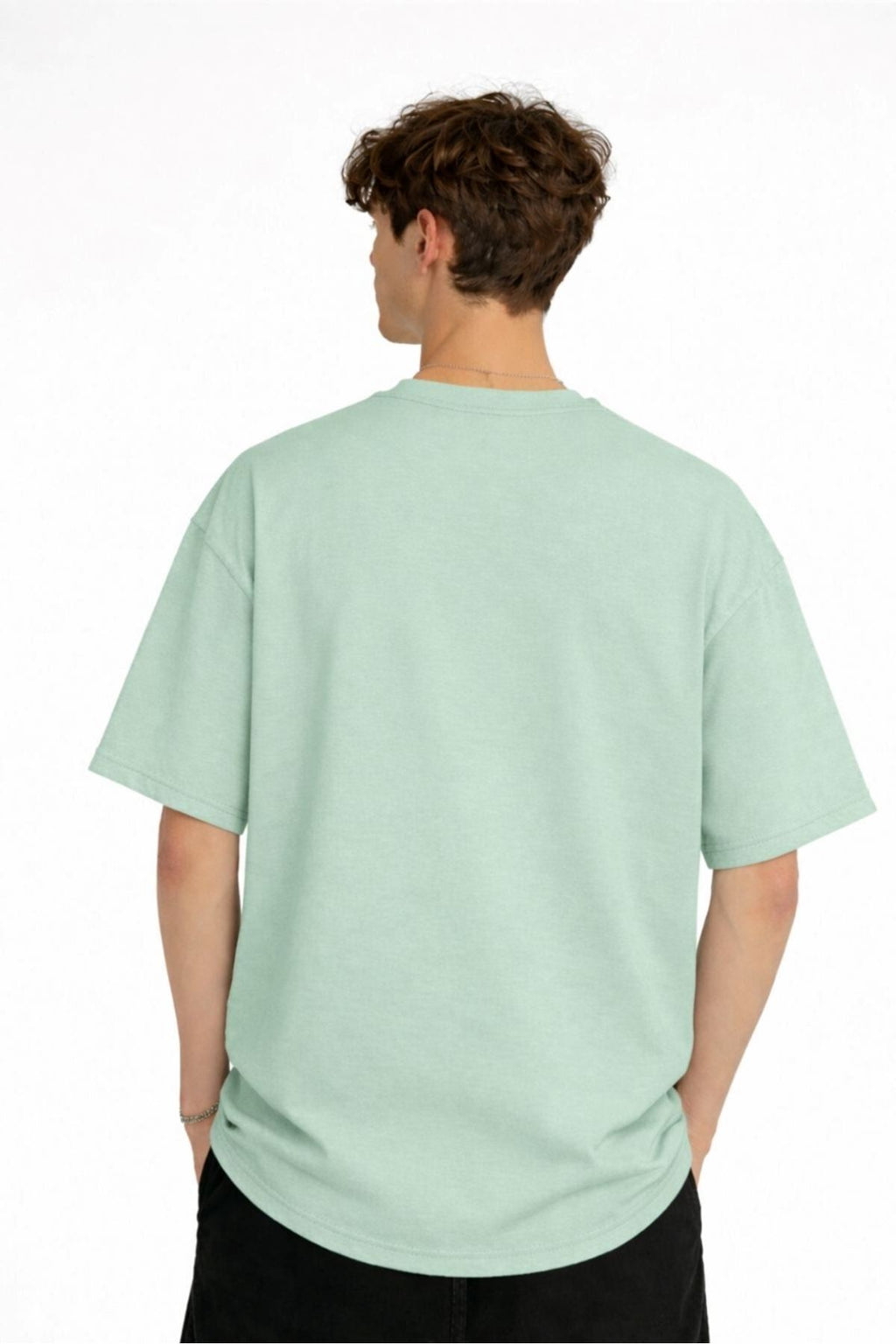 Bear - Baskılı Premium Kumaş Oversize Unisex Tişört Su Yeşili