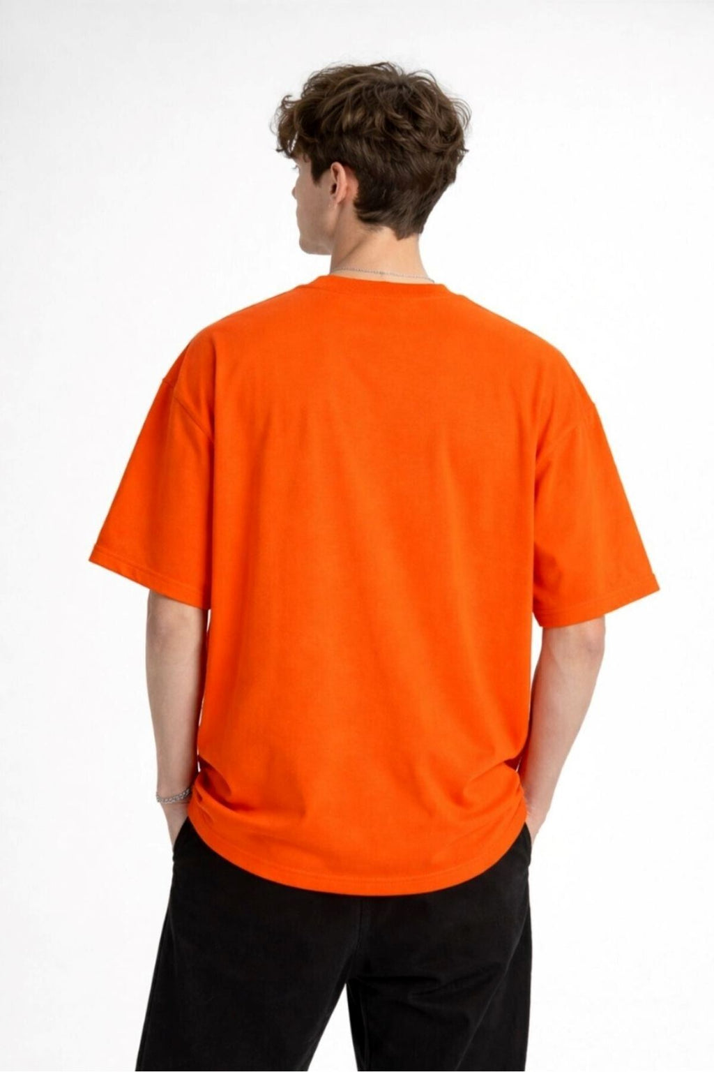 Bear - Baskılı Premium Kumaş Oversize Unisex Tişört Turuncu