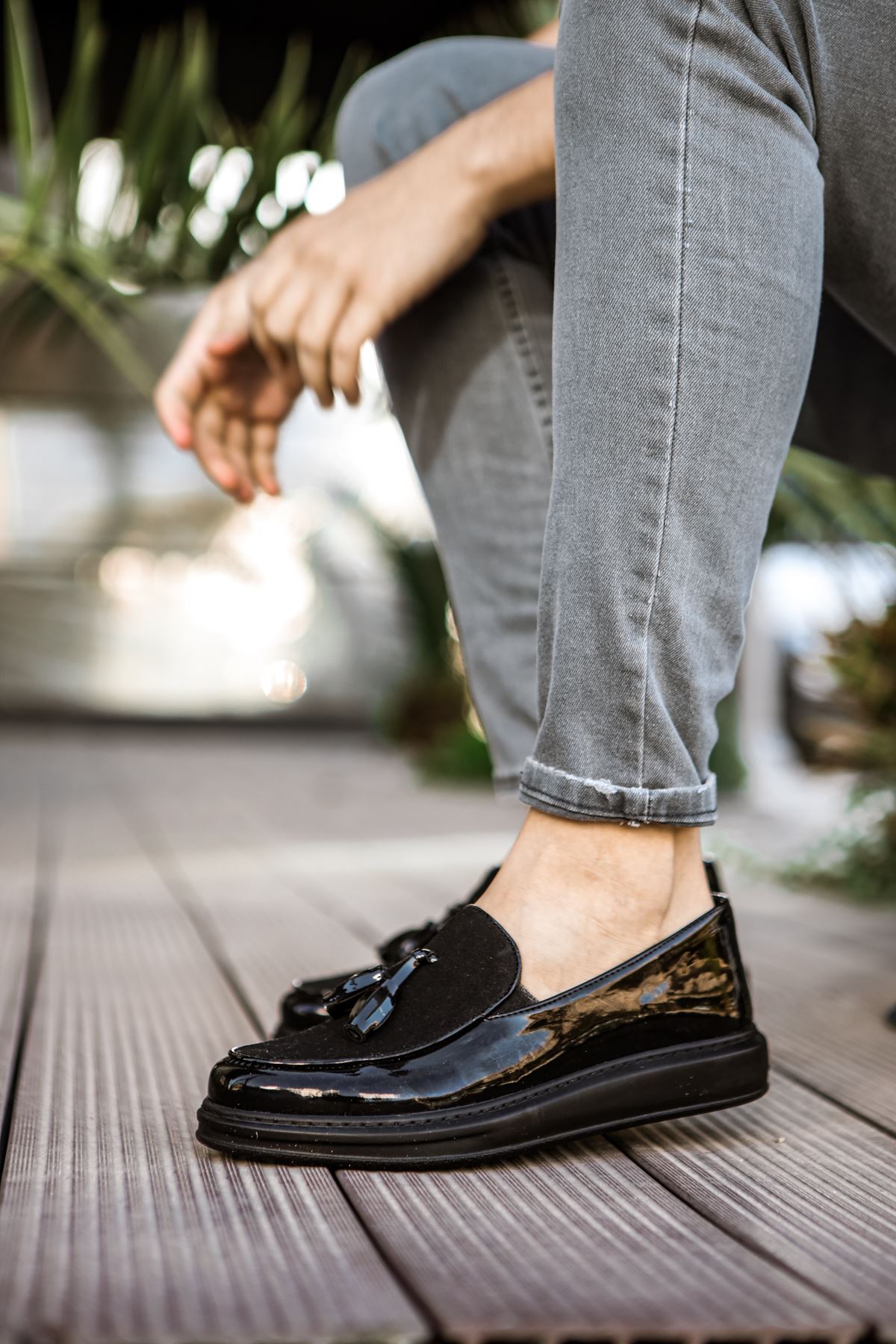 ZRN002 Premium Günlük Erkek Loafer Siyah Rugan
