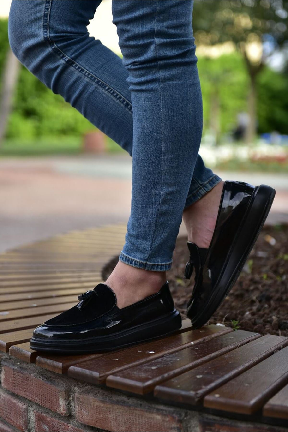 ZRN002 Premium Günlük Erkek Loafer Siyah Rugan