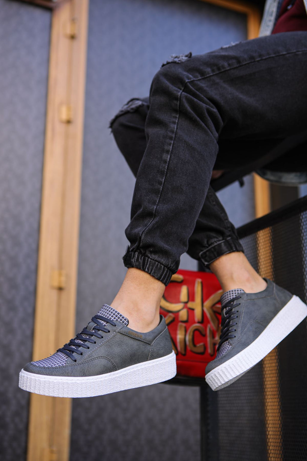 ZRC017 Premium Kalın Taban Bağcıklı Erkek Ayakkabı Antrasit