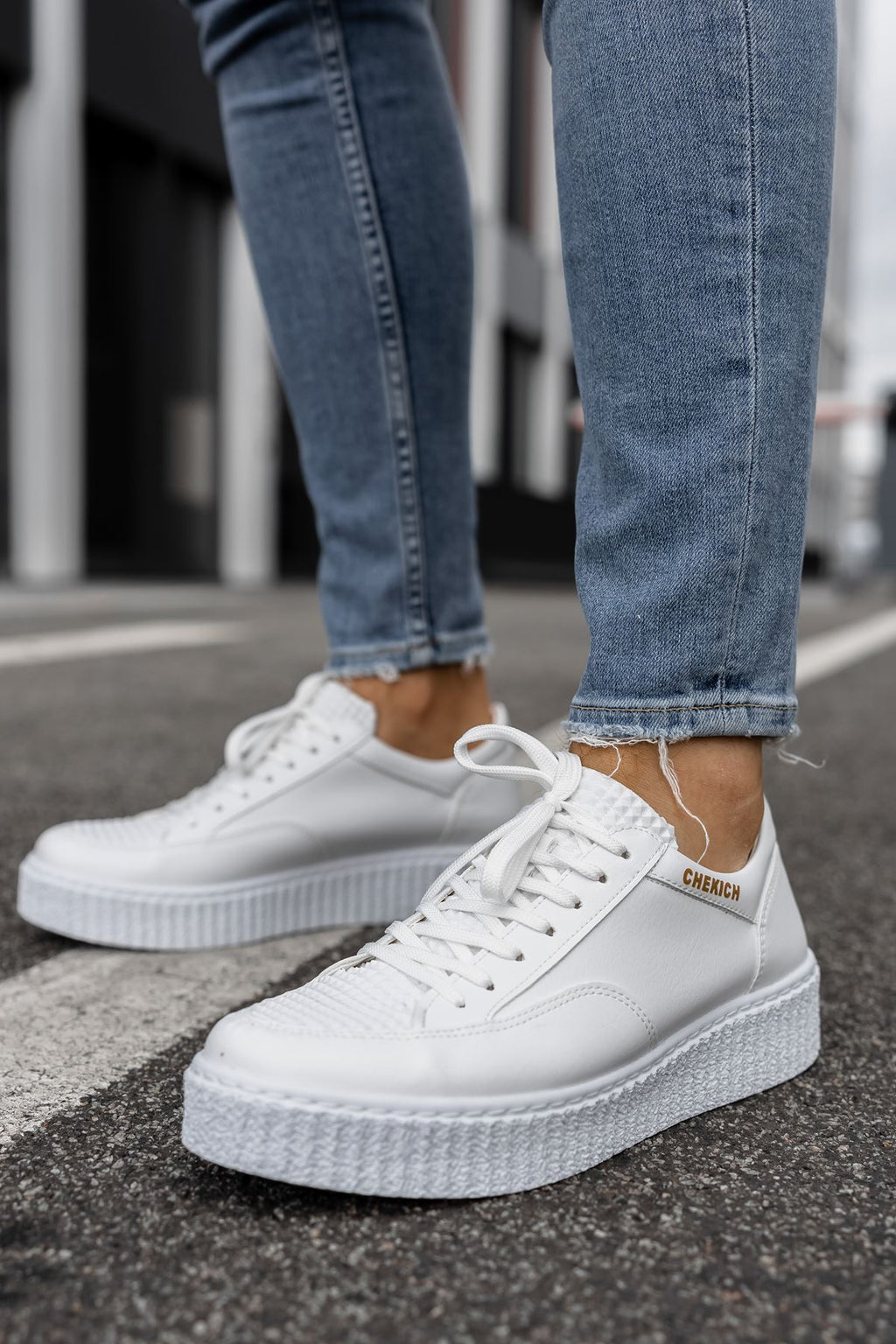 ZRC017 Premium Kalın Taban Bağcıklı Erkek Ayakkabı Beyaz