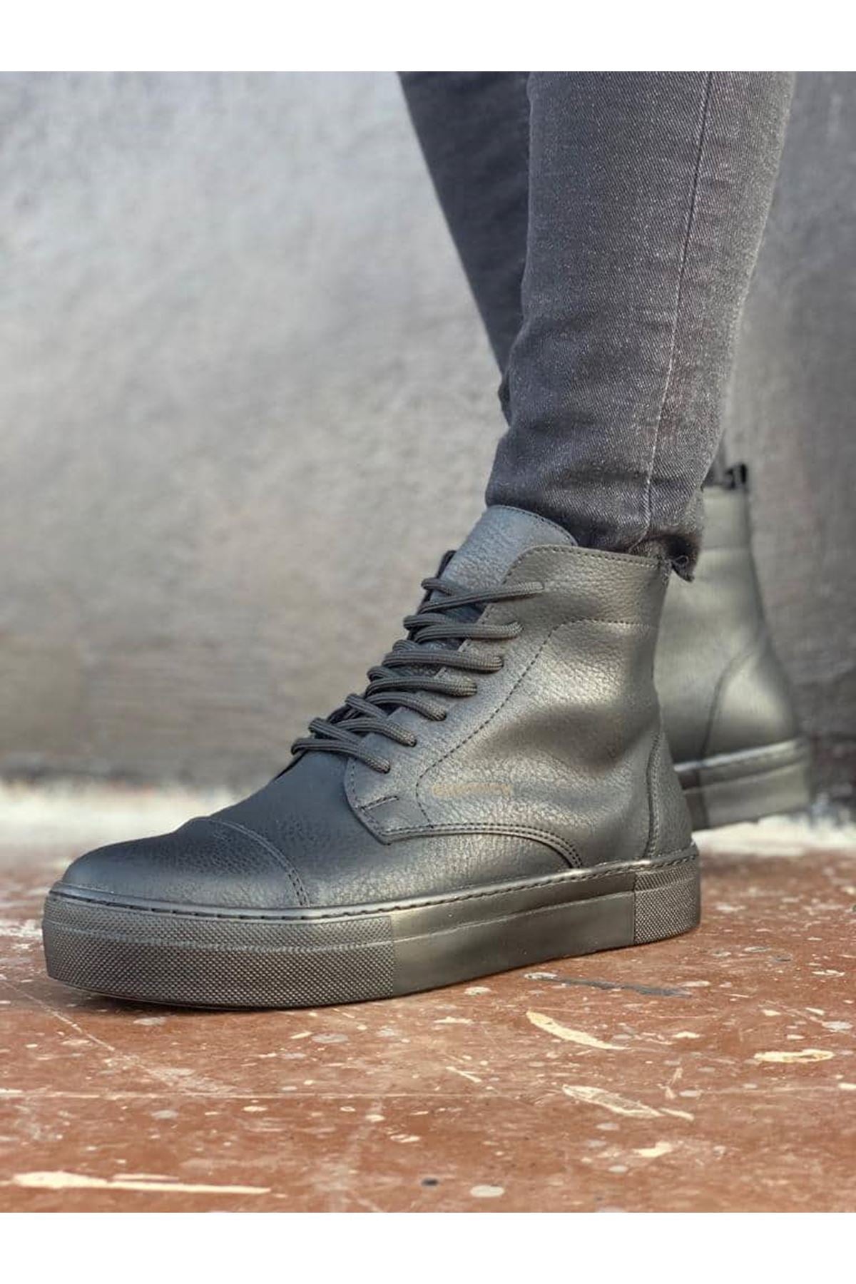 Lace Up Bağcıklı Kışlık Erkek Bot Siyah