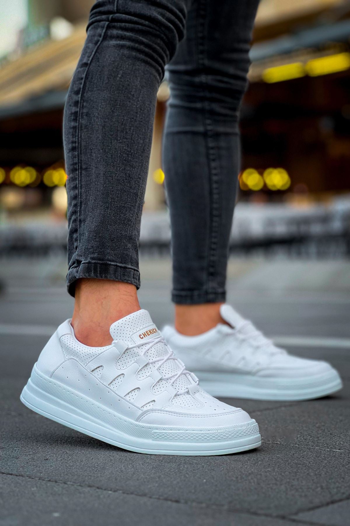 C-Rey Premium Comfort Lastikli Erkek Ayakkabı Sneaker Beyaz