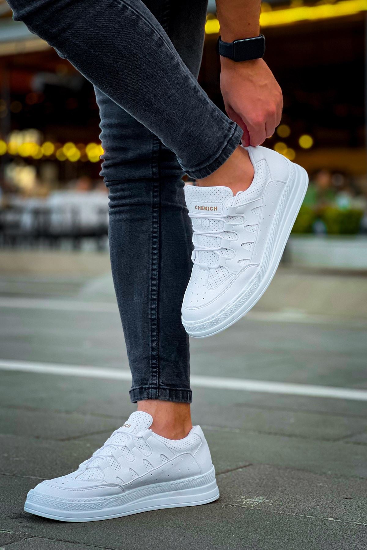 C-Rey Premium Comfort Lastikli Erkek Ayakkabı Sneaker Beyaz