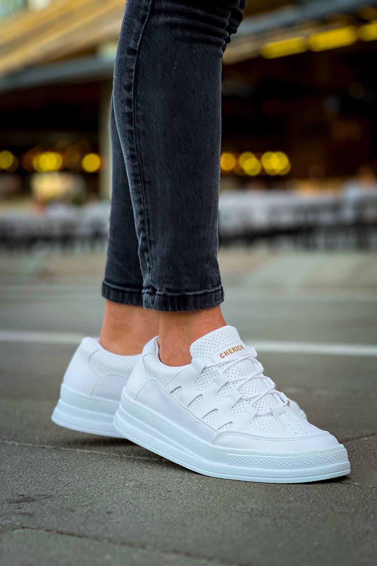 C-Rey Premium Comfort Lastikli Erkek Ayakkabı Sneaker Beyaz