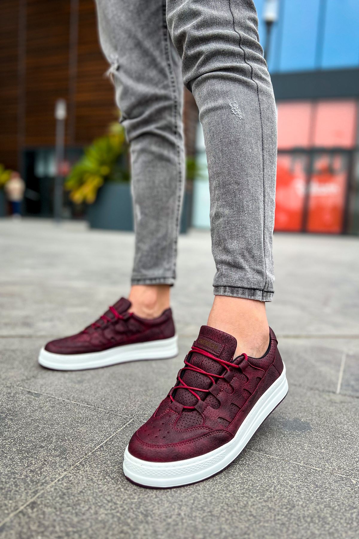 C-Rey Premium Comfort Lastikli Erkek Ayakkabı Sneaker Bordo