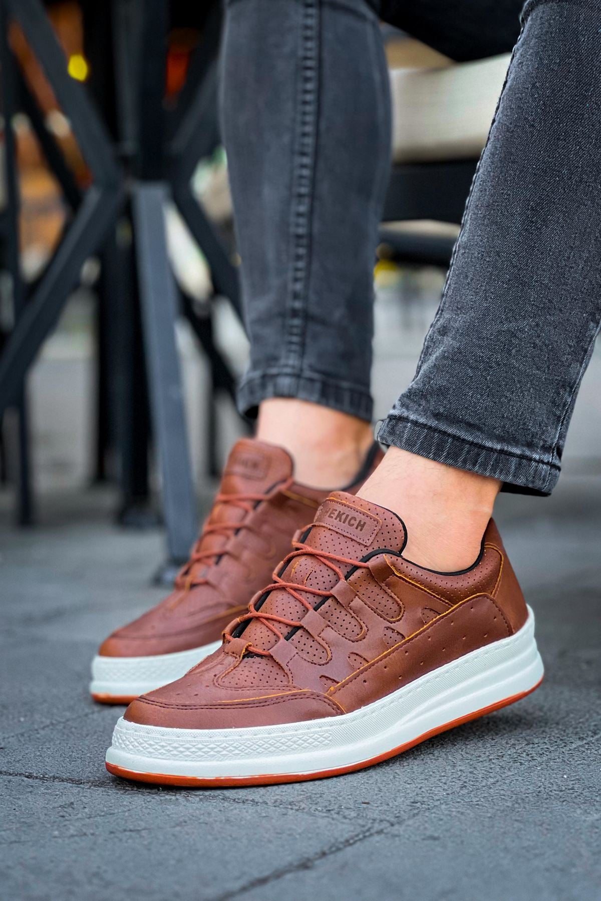 C-Rey Premium Comfort Lastikli Erkek Ayakkabı Sneaker Taba