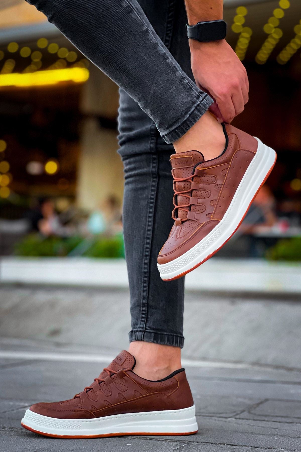 C-Rey Premium Comfort Lastikli Erkek Ayakkabı Sneaker Taba