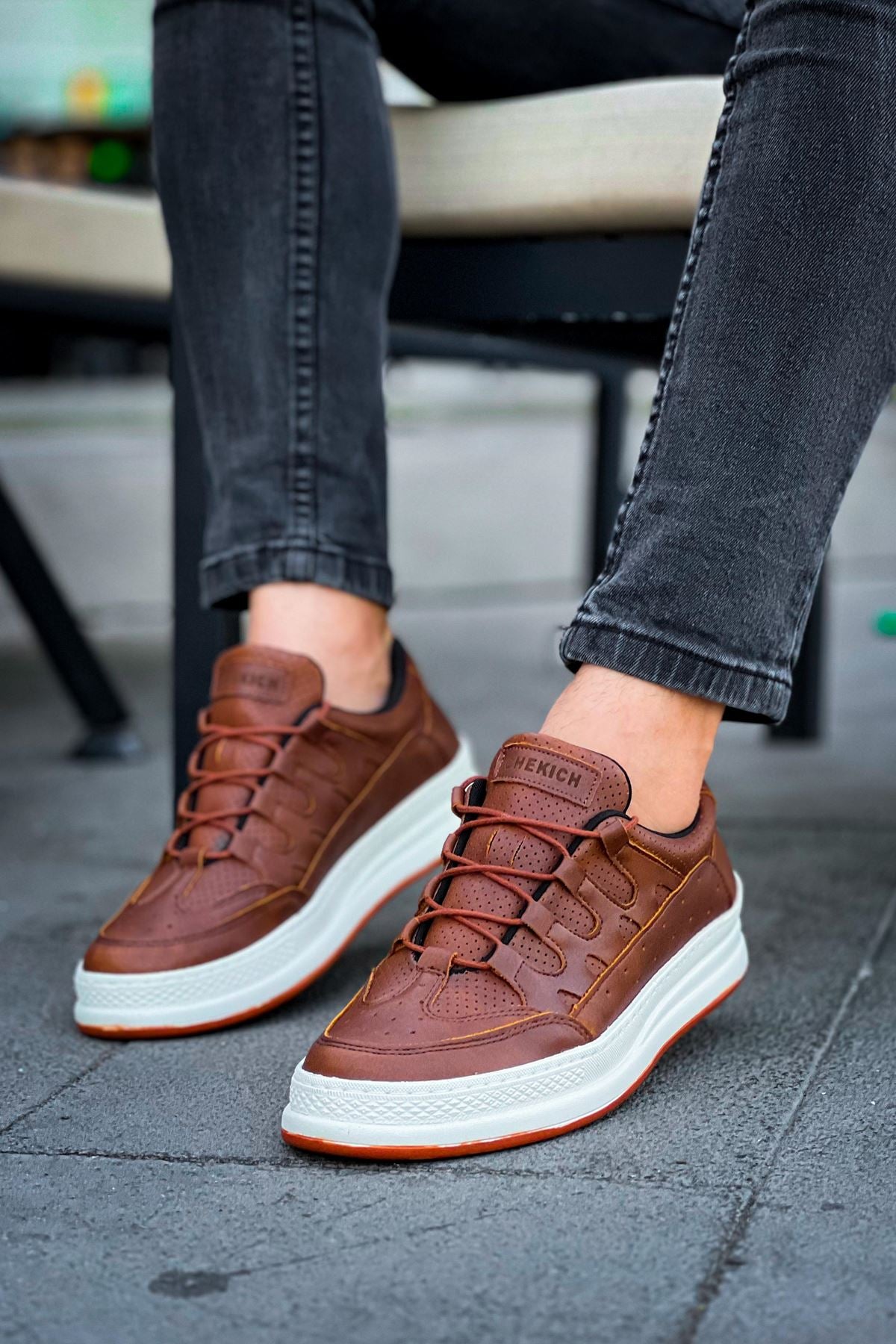 C-Rey Premium Comfort Lastikli Erkek Ayakkabı Sneaker Taba
