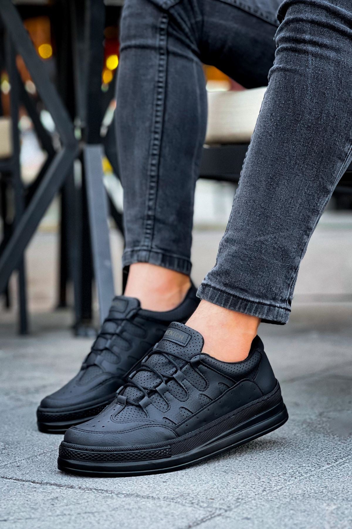 C-Rey Premium Comfort Lastikli Erkek Ayakkabı Sneaker Siyah