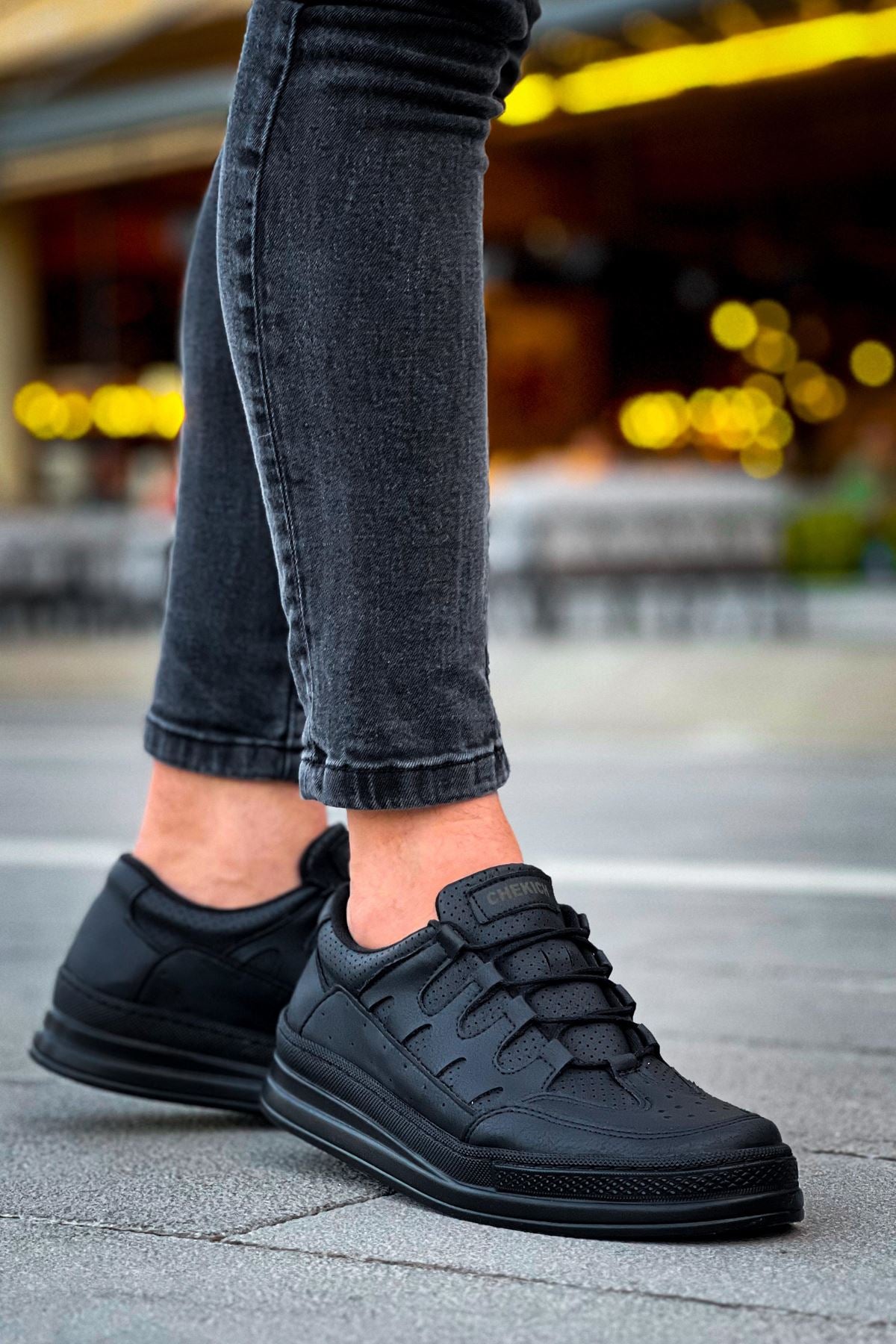 C-Rey Premium Comfort Lastikli Erkek Ayakkabı Sneaker Siyah