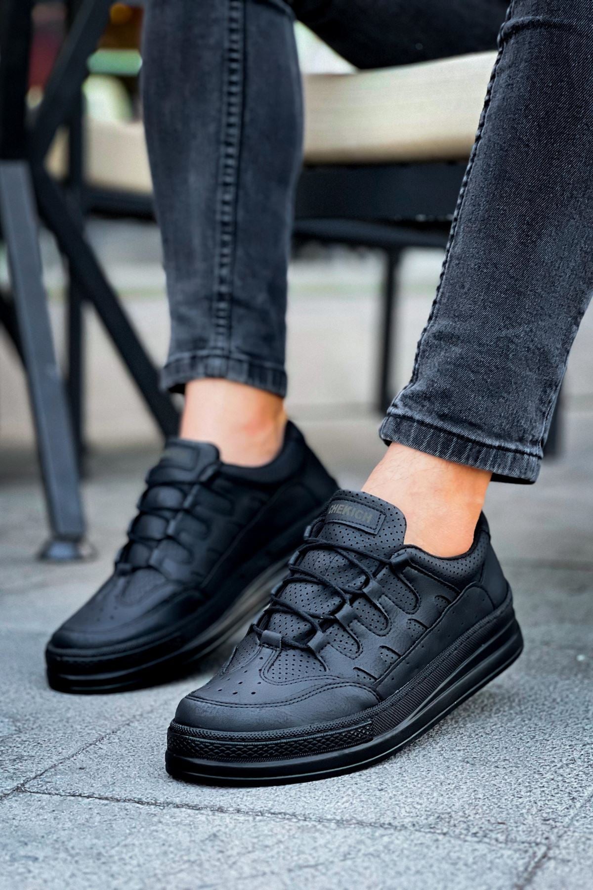 C-Rey Premium Comfort Lastikli Erkek Ayakkabı Sneaker Siyah