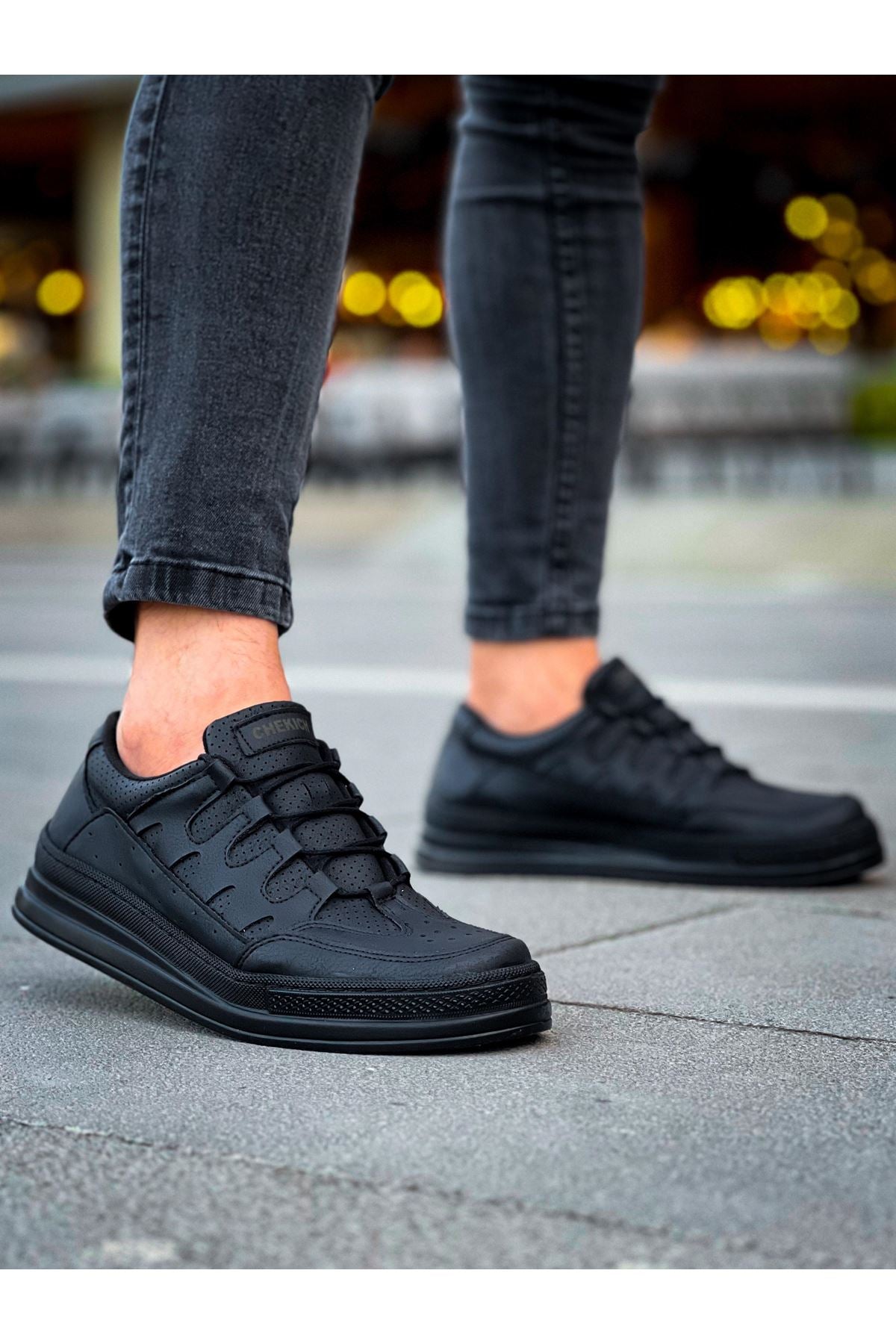 C-Rey Premium Comfort Lastikli Erkek Ayakkabı Sneaker Siyah