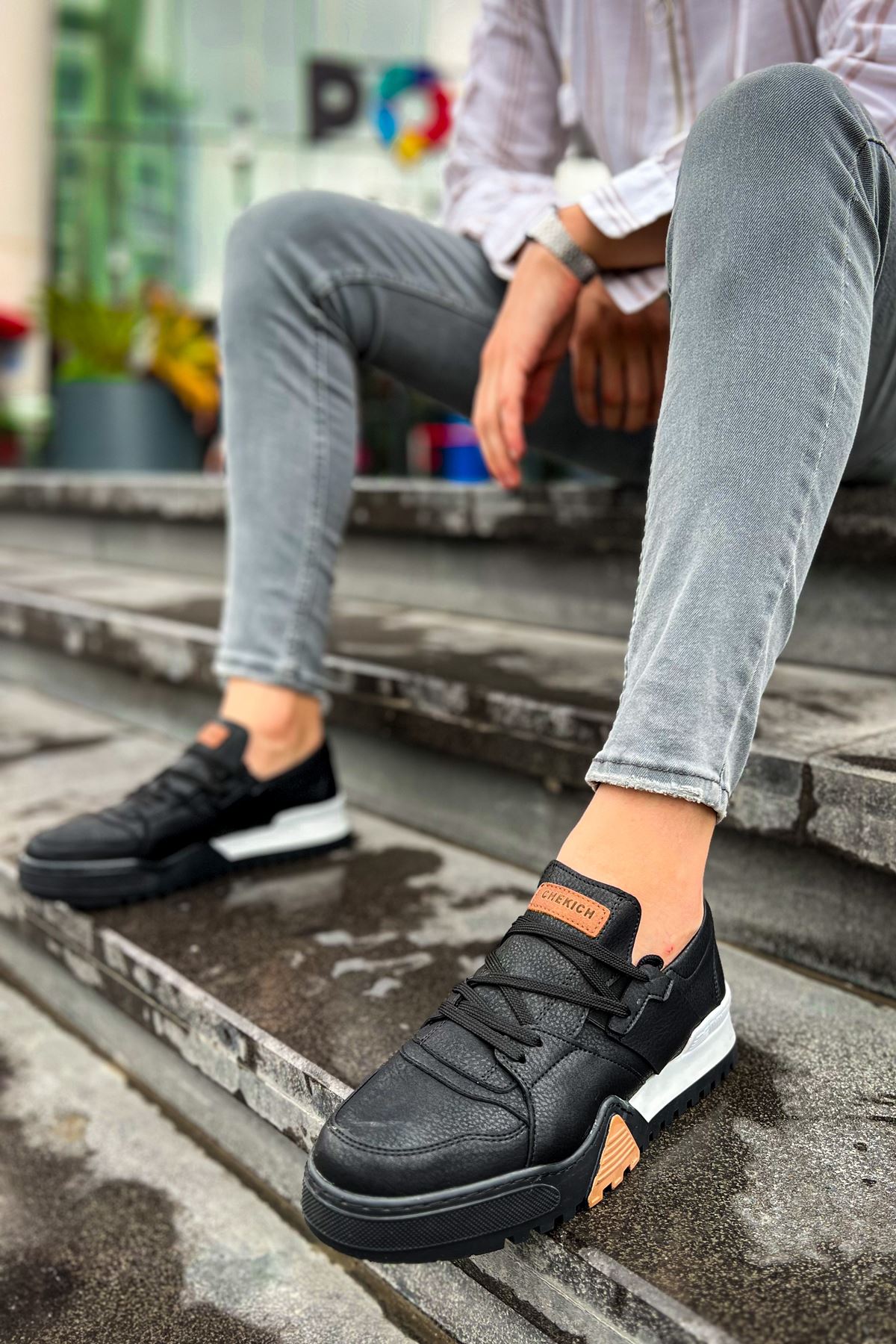 Warrem Premium Tarz Erkek Spor Ayakkabı Siyah Beyaz