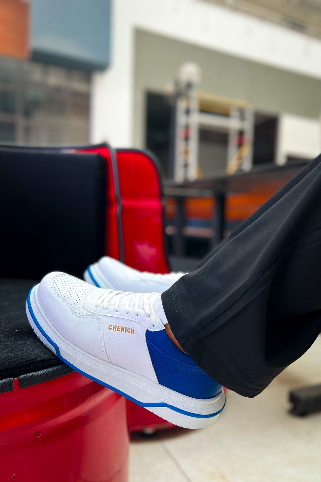 Signature Premium Bağcıklı Erkek Sneaker Beyaz Sax