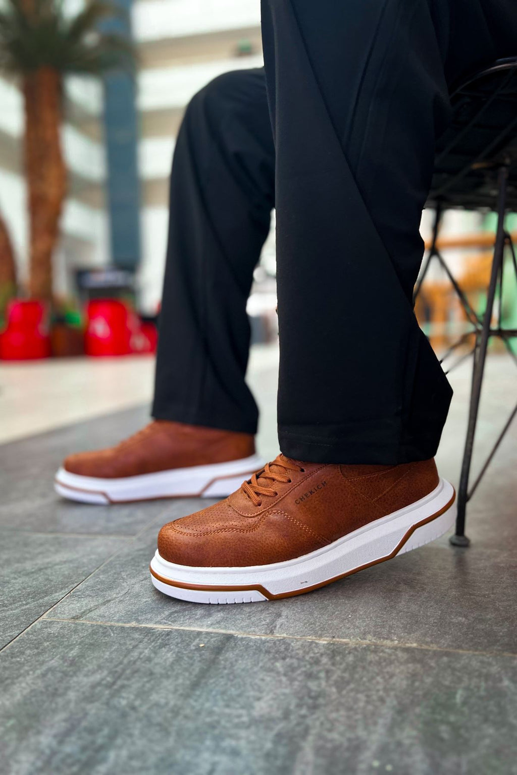 Signature Premium Bağcıklı Erkek Sneaker Taba