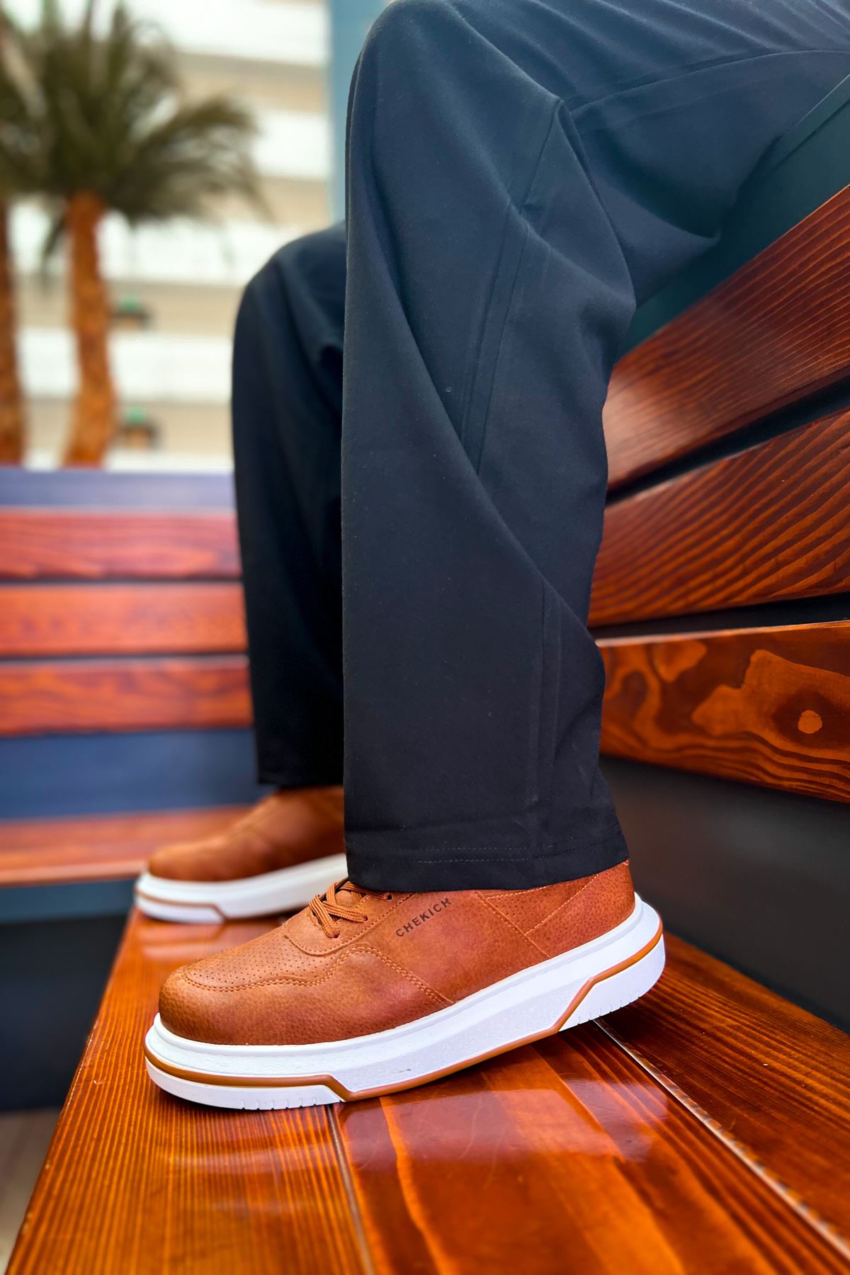 Signature Premium Bağcıklı Erkek Sneaker Taba