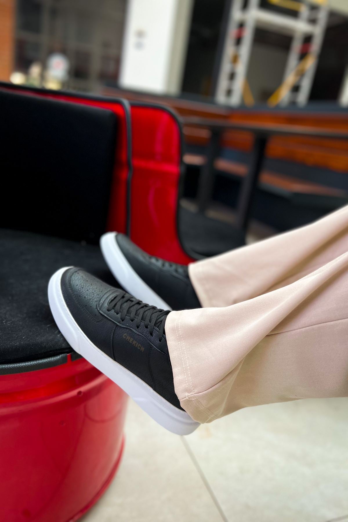 Kenton Bağcıklı Kalın Taban Erkek Sneaker Siyah Beyaz